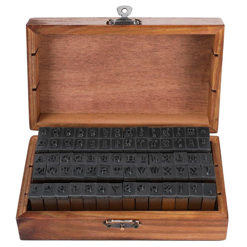 KMIKE Alphabet Stamps Set 70pcs Letter Number Symbol Vintage DIY Craft Card Making Wood Rubber Stamp - Image 3